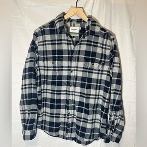 Goodfellow & Co Men's Navy and Gray Checkered Shirt